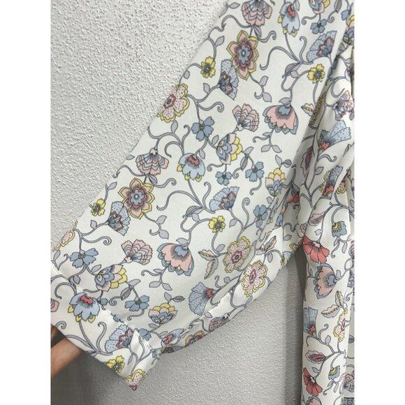 Rose & Olive top 1X Floral Button V Neck 3/4 Sleeve Popover whimsical career - Picture 4 of 5